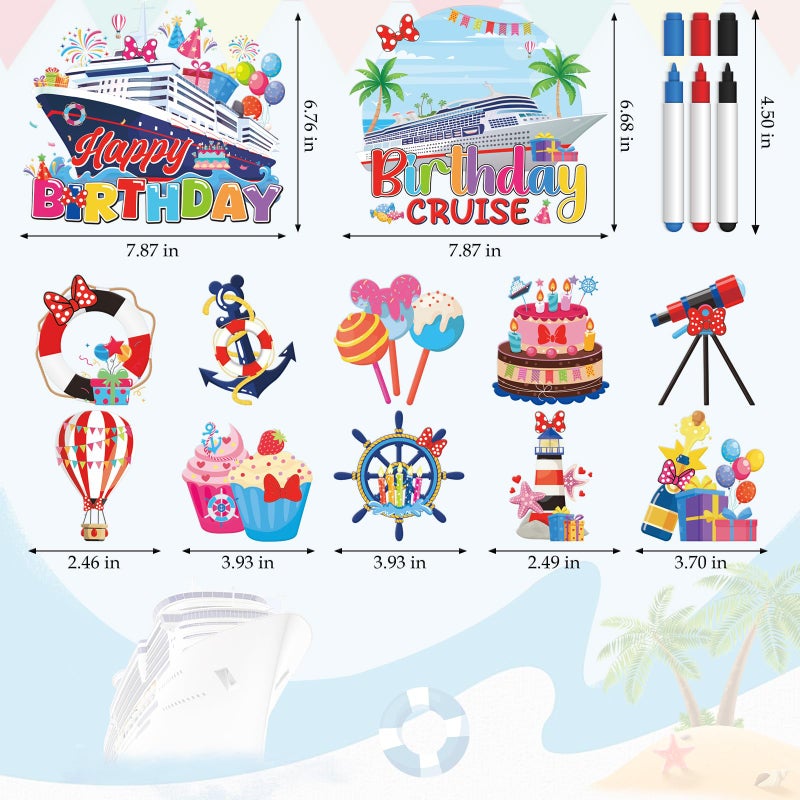 RiVolTa Mouse Birthday Cruise Decorations - 12 Pcs Ship Door Decorations Magnets Stickers Cute Mice Funny Anchor Magnetic Accessories with Pen for Cabin Stateroom Refrigerator Car Carnival Party Decor - Image 2