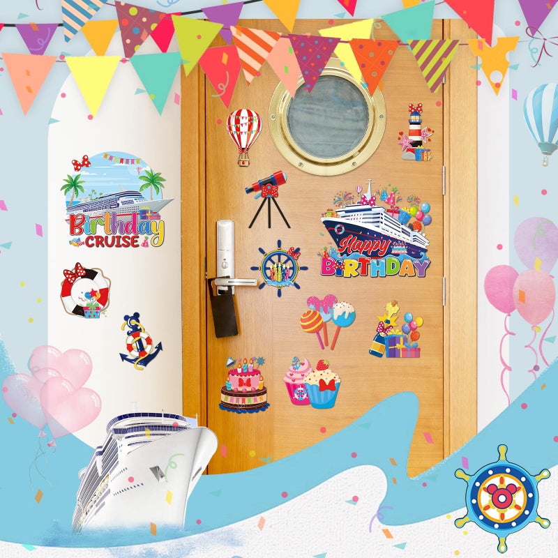 RiVolTa Mouse Birthday Cruise Decorations - 12 Pcs Ship Door Decorations Magnets Stickers Cute Mice Funny Anchor Magnetic Accessories with Pen for Cabin Stateroom Refrigerator Car Carnival Party Decor - Image 5