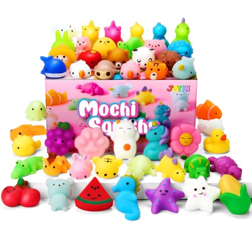 JOYIN Mochi Squishy Toy Set 100 Pack Mini Squishy Mochi Party Favors for Kids Kawaii Stress Relief Toys Basket Stuffers Goodie Bags Fillers Birthday Gifts Classroom Prizes - Image 1