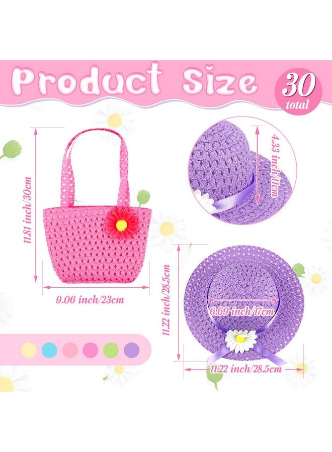 Zhanmai 6 Sets Girls Tea Party Dress Play Set Includes 6 Daisy Tea Party Hats 6 Straw Purse 6 Pairs Gloves 6 Pearl Necklace Bracelet Set For Girls Princess Tea Party Birthday Party Supplies - Image 3