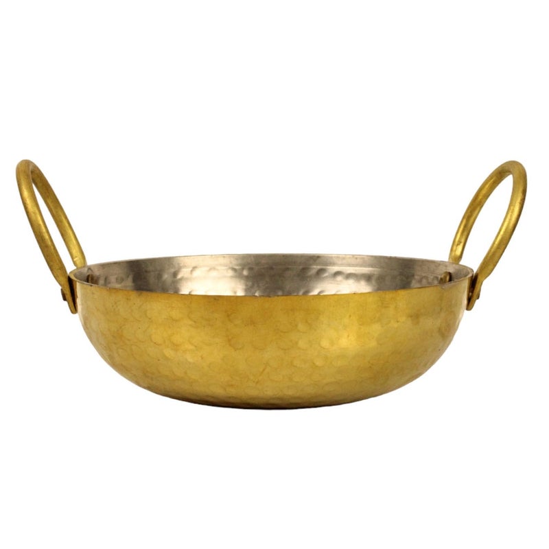 Putrika أداة طهي من النحاس الأصفر من بوتريكا | كاداي | كراهي | أدوات الطهي | مقلاة | مقلاة سوتيه | مقلاة الشيف | ووك | كراي | باتيلي | توبي | تابلي | بيطال (23 سم * 10.5 سم) الوزن: 713 جرام - Image 2