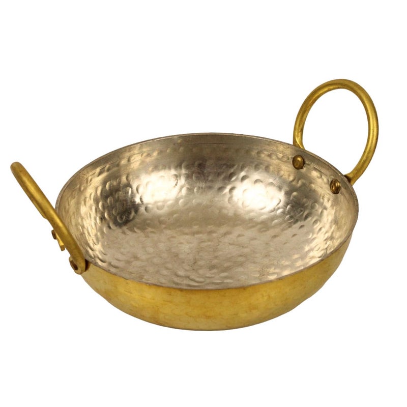 Putrika أداة طهي من النحاس الأصفر من بوتريكا | كاداي | كراهي | أدوات الطهي | مقلاة | مقلاة سوتيه | مقلاة الشيف | ووك | كراي | باتيلي | توبي | تابلي | بيطال (23 سم * 10.5 سم) الوزن: 713 جرام - Image 3