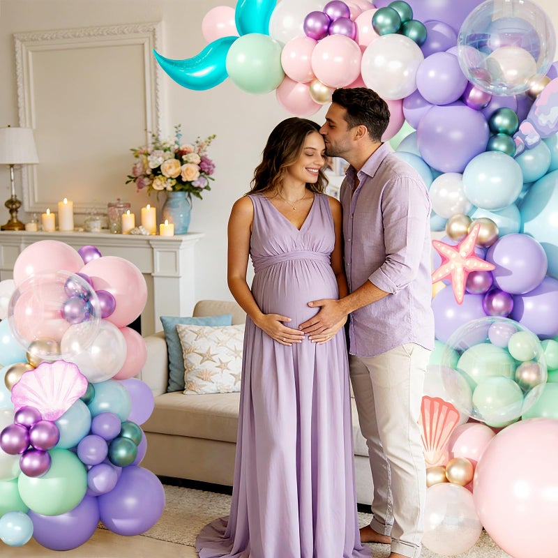 JOYFLOAT Mermaid Balloon Arch Kit,145pcs Purple Little Mermaid Party Decorations Metallic Balloons Garland with Tails for Birthday Gender Reveal Under the Sea Ocean Baby Shower Themed Summer Party Supplies - Image 5