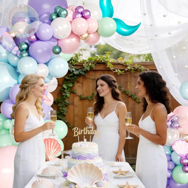 JOYFLOAT Mermaid Balloon Arch Kit,145pcs Purple Little Mermaid Party Decorations Metallic Balloons Garland with Tails for Birthday Gender Reveal Under the Sea Ocean Baby Shower Themed Summer Party Supplies - Image 4