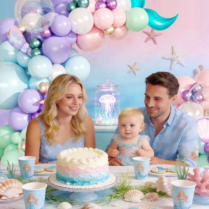 JOYFLOAT Mermaid Balloon Arch Kit,145pcs Purple Little Mermaid Party Decorations Metallic Balloons Garland with Tails for Birthday Gender Reveal Under the Sea Ocean Baby Shower Themed Summer Party Supplies - Image 3