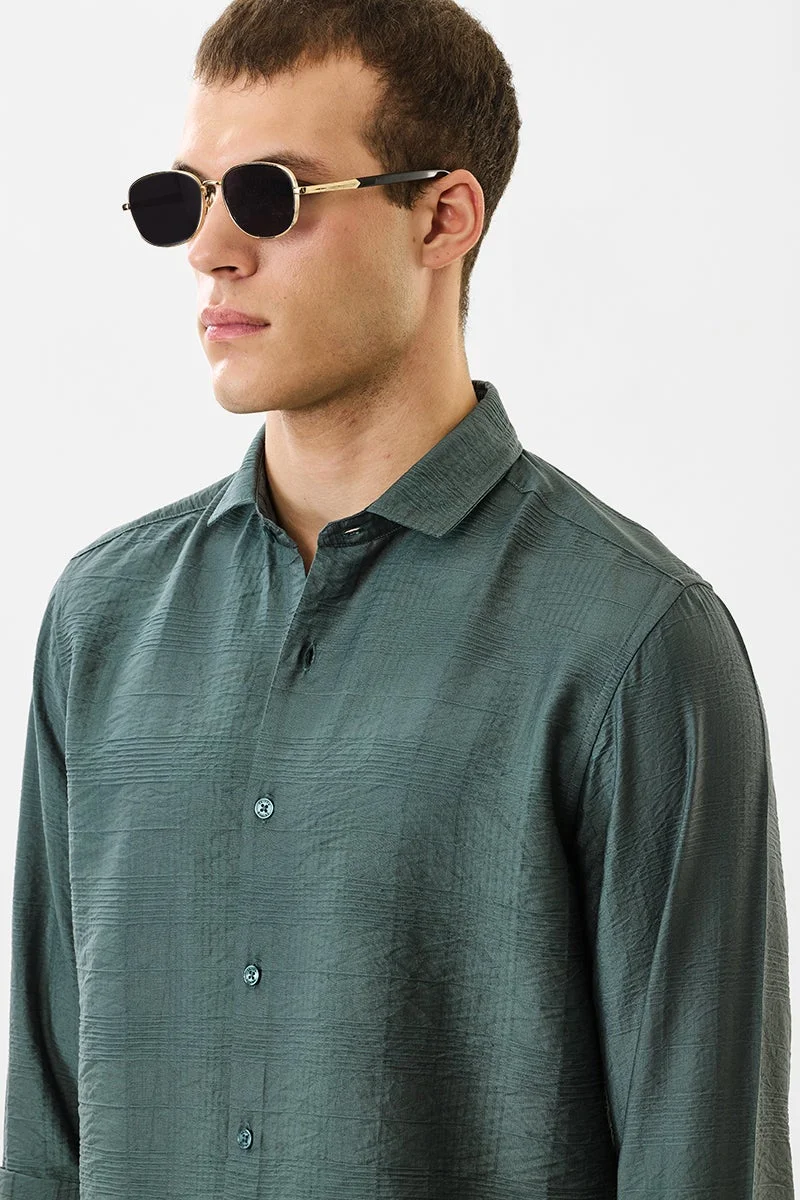 SNITCH Teal Textured Long Sleeve Slim Fit Shirt