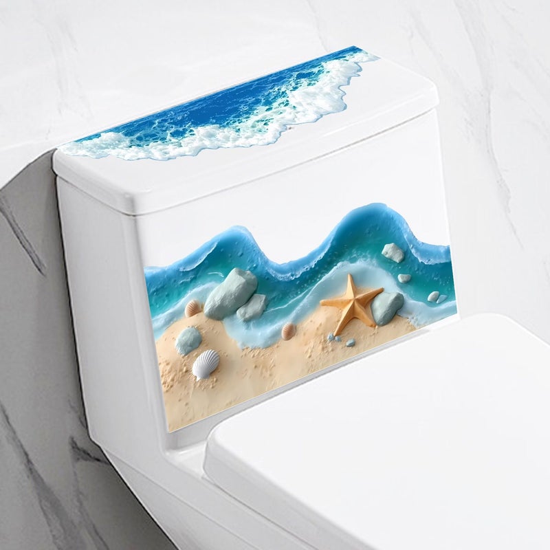 Self Adhesive 2D Flat Beach Sand Shell Toilet Sticker for Bathroom Bedroom Home Decoration PH QTB356 - Image 4