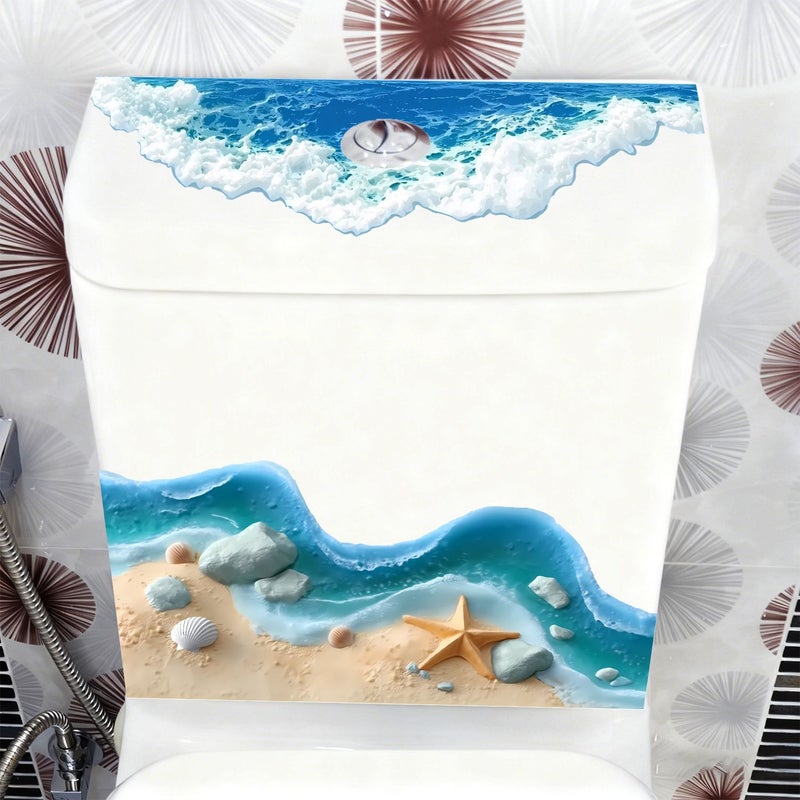 Self Adhesive 2D Flat Beach Sand Shell Toilet Sticker for Bathroom Bedroom Home Decoration PH QTB356 - Image 5