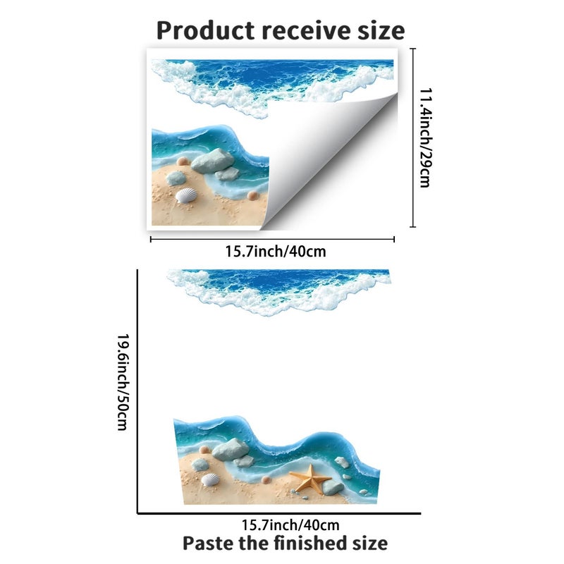 Self Adhesive 2D Flat Beach Sand Shell Toilet Sticker for Bathroom Bedroom Home Decoration PH QTB356 - Image 3