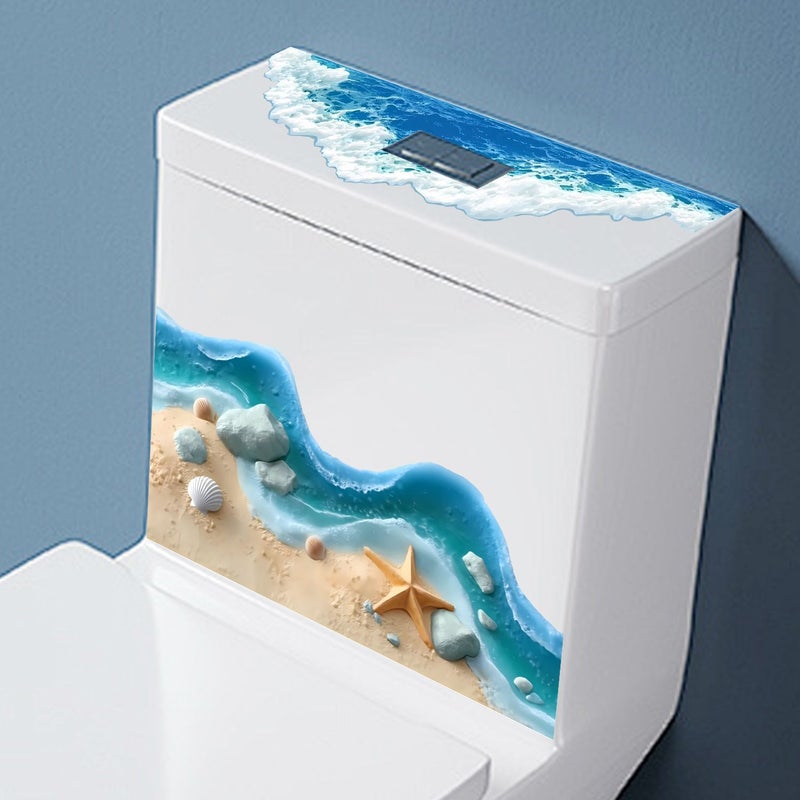 Self Adhesive 2D Flat Beach Sand Shell Toilet Sticker for Bathroom Bedroom Home Decoration PH QTB356 - Image 2