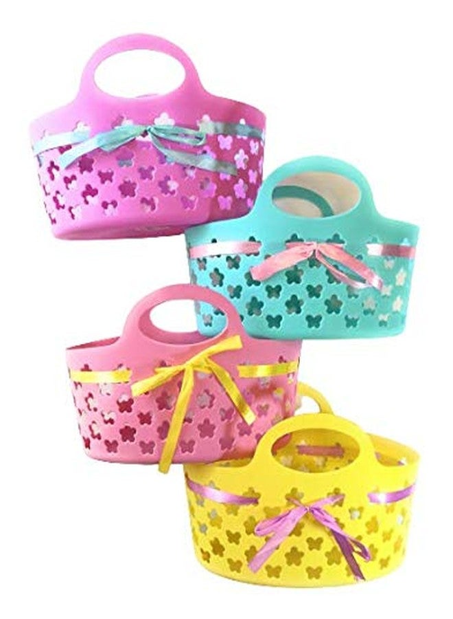 Greenbrier Plastic Easter Egg Basket with Handle, Easter Basket for Egg Hunt - Pink, Purple, Blue, Yellow Set of 4 - Image 1