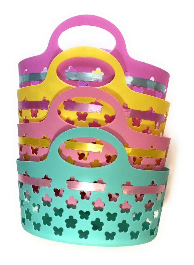 Greenbrier Plastic Easter Egg Basket with Handle, Easter Basket for Egg Hunt - Pink, Purple, Blue, Yellow Set of 4 - Image 5