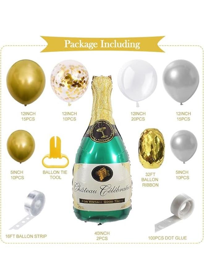 86 PCS Champagne Bottle Balloons Garland Arch Kit - Image 4