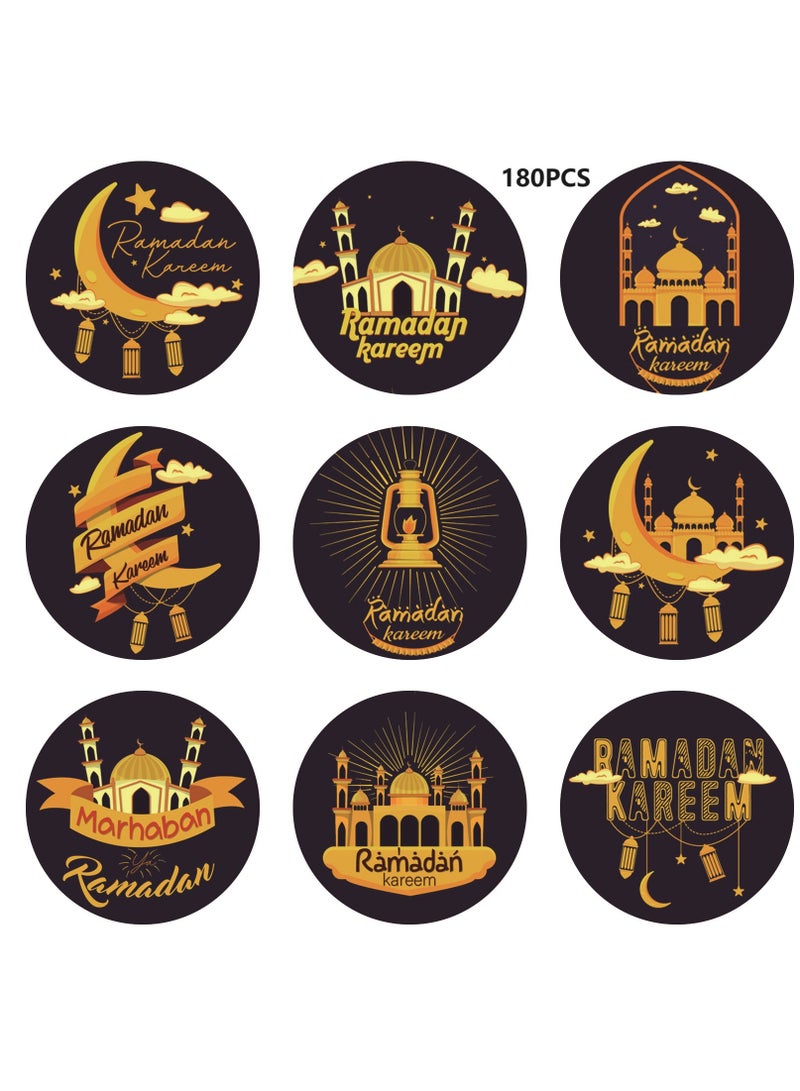 general 180 Pcs Eid Mubarak Stickers For Party Decorations Ramadan Sticker Kit Ramadan Kareem Labels For Eid Party Decorations - Image 1