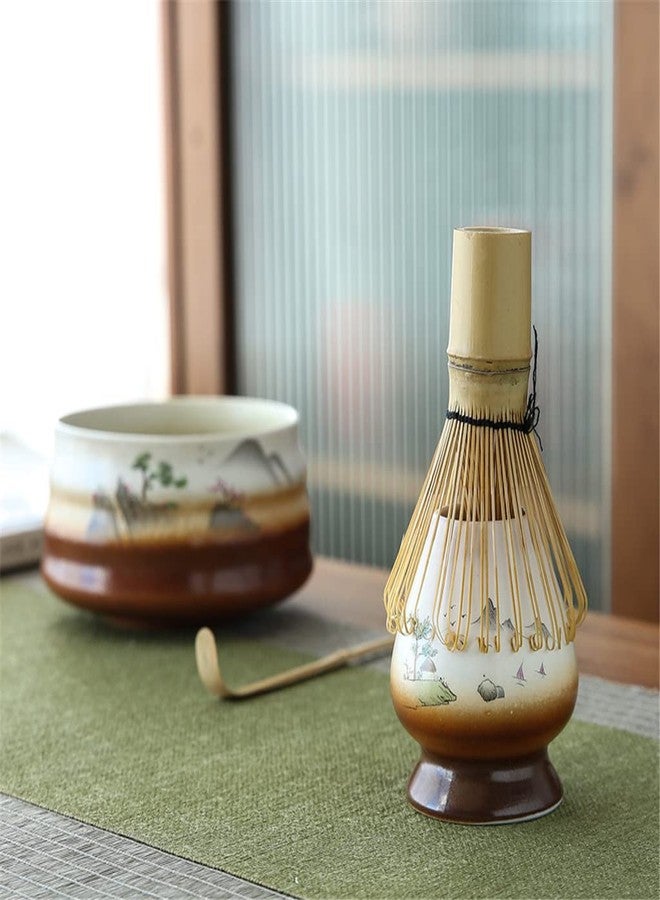 ZUHSA Matcha Tea Whisk Holder Ceramic Holder for Bamboo Matcha Chasen fit for Matcha Chasen Tea Set Accessories (Mountain) - Image 2