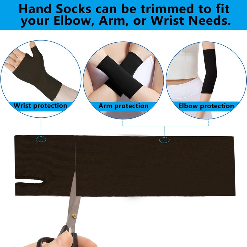VISKONDA Hand Socks for Splint (Pack of 6) Wrist and Thumb Spica Wrap Liner for Women Men,Arm Cast Cover Stockinette Sleeve for Under Brace Skin friendly protective cover(Black,Medium) - Image 3