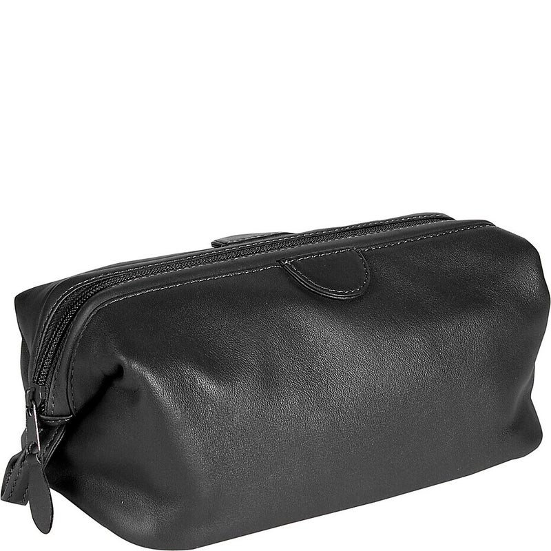 Royce Leather Toiletry Bag - Top Grain Cowhide Leather (Black) - Image 5