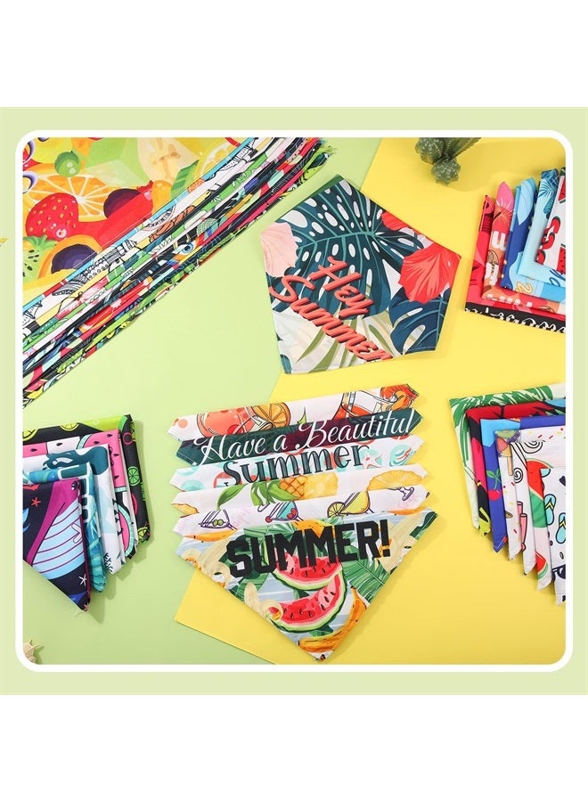Kacctyen 100 Pcs Dog Pet Summer Bandanas Bulk Hawaiian Dog Scarf Puppy Bibs Seasonal Pet Accessaries Adjustable Dog Cat Outfit Cute Washable Flamingo Triangle Kerchief for Small to Medium Pet  - Image 3