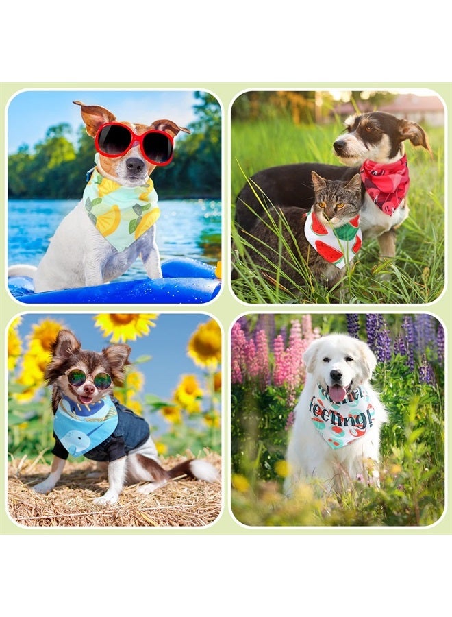 Kacctyen 100 Pcs Dog Pet Summer Bandanas Bulk Hawaiian Dog Scarf Puppy Bibs Seasonal Pet Accessaries Adjustable Dog Cat Outfit Cute Washable Flamingo Triangle Kerchief for Small to Medium Pet  - Image 5