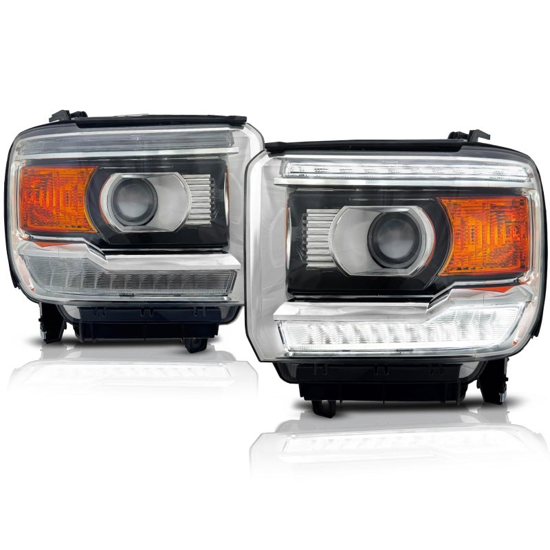 ALLIGATOR AUTO LIGHTS Compatible with GMC Sierra 1500 20142015 2500HD3500HD 20152019 Headlight Assembly Pair with LED DRL Bulbs Included