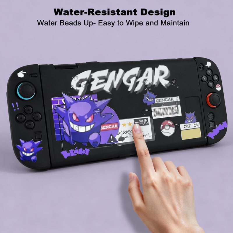 TIKOdirect Protective Case for Switch 2, Protected by Soft Full Skin Cover with Pretty Cute Pattern, Silicone Slim Shockproof Back and Grip Case for Switch 2, Black - Image 3