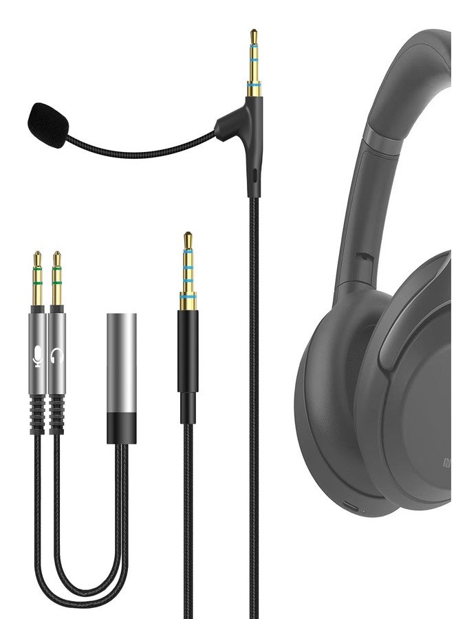 Geekria Boom Mic Headphones Cable Compatible with Sony WH-1000XM6 WH-1000XM5 WH-1000XM4 ULT Wear, 3.5mm Jack Nylon Braided Replacement Cord with Boom Microphone for Gaming & Meeting (5.6ft) - Image 1
