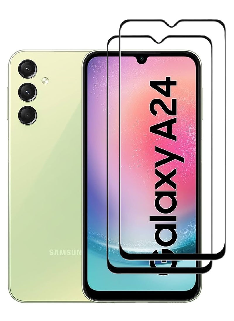 AINA 2 Pieces Tempered Glass Screen Protector 5D Designed For Samsung Galaxy A24 4G Full Glue Edge to Edge Full Screen Coverage And Bubble Free - Image 1