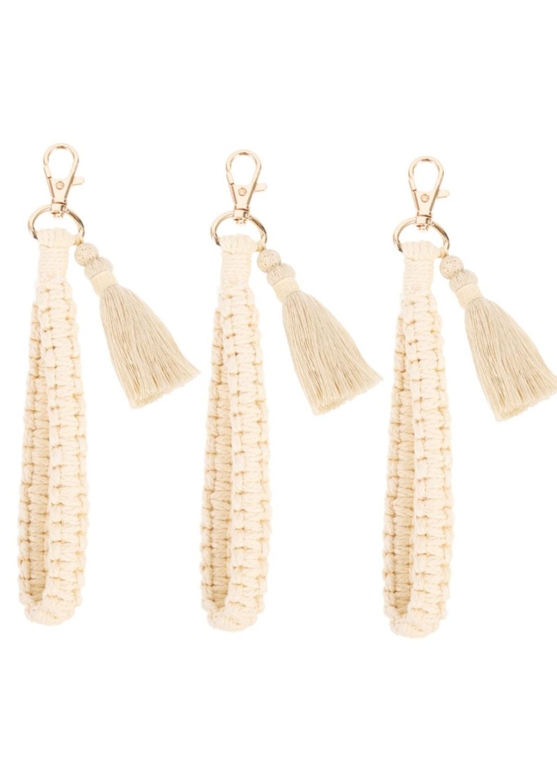 SYOSI - 3pcs Tassel Keychain Camera Keychain Camera Lanyard Boho Keychain Macrame Bag Charm Wrist Bangle Keyring - Image 1