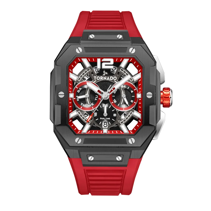 تورنيدو Men's FKM strap Multi Function Watch T26101-XFRR - 44mm mm