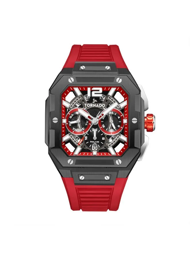 تورنيدو Men's FKM strap Multi Function Watch T26101-XFRR - 44mm mm