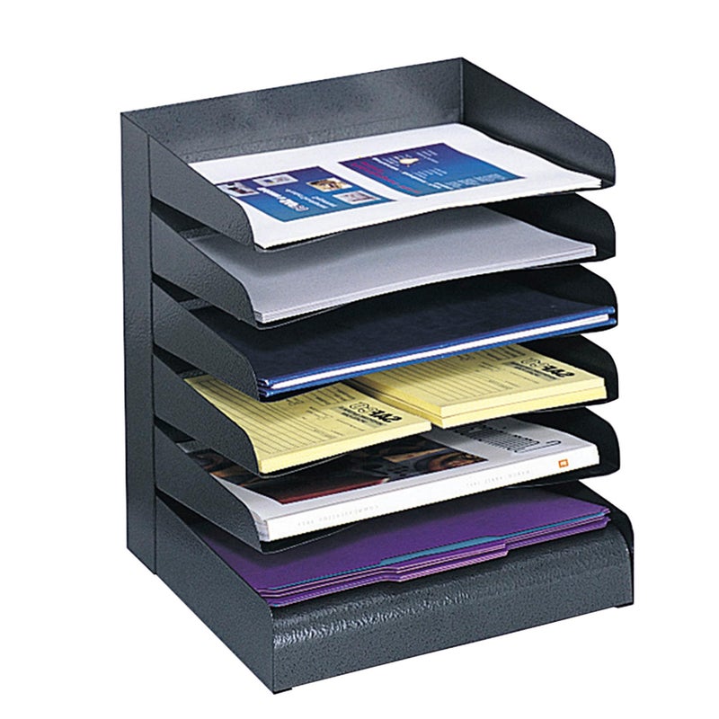 Safco Desk Organizer 6 Shelves Office and Classroom Mailbox Mail Sorter Commercial Grade Steel Black