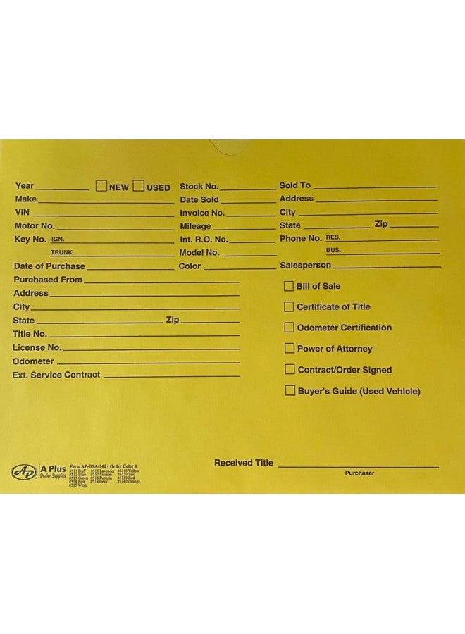 أ بلاس سترات تاجر سيارات Dsa546 أصفر 5110 الكمية 100 - Image 1