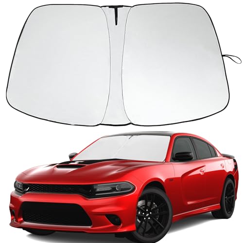 GZSH 2026 Upgrade Front Windshield Sunshade fit for Dodge Charger 20112024 Foldable Car Shade 240T Reflective Polyester Automotive Windshield Sunshades for Dodge Charger Sun Shade Keeps Your Vehicle Cool - Image 1
