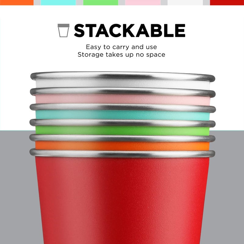 HAUSHOF Pint Cup, 14 oz Stainless Steel Cups, Stackable Metal Drinking Cups, Stacking Beer Pint Cups for Home, Party, Camping, Outdoor, Unbreakable, 6 Pack - Image 5