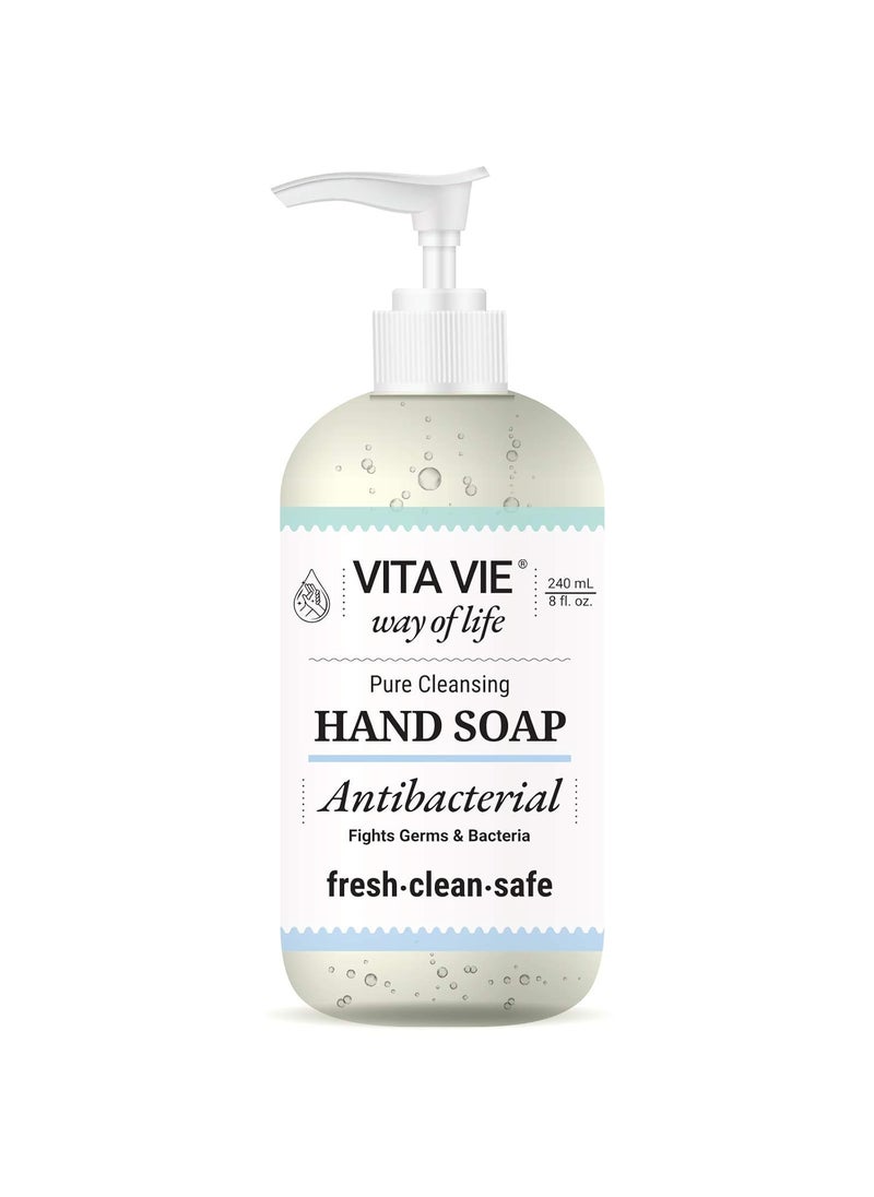 vita vie - Hand Soap, 8oz/240ml - Cleansing Liquid Hand Wash, Paraben-free, Sulfate-free, Cruelty-free - Made in America - Safe for Kids - Ideal for Home or Office - Image 1
