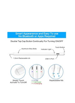 Generic Stylus Pen for Apple iPad Pencil - Pen for iPad 10th 9th 8th 7th 6th Gen Palm Rejection for Apple Pencil 2nd Generation Compatible 2018-2022 iPad Mini 6th 5th Air 5th 4th 3rd iPad Pro 11-12.9 Inch  - Image 2