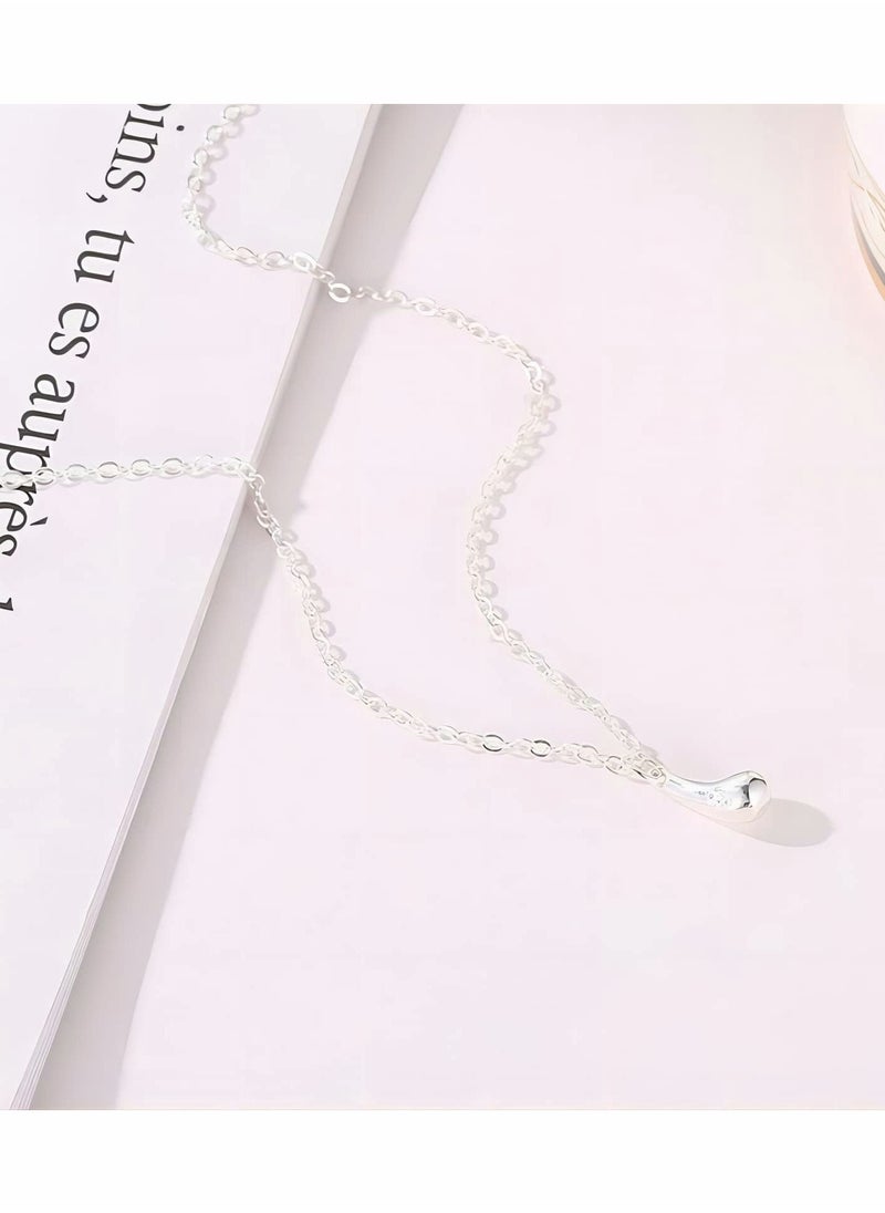 Excefore - Jewelry Set for Women, 925 Silver Chain Necklace Bracelet Earrings Ring, Sterling Silver Hi-shiny Tear Drop Design Pendant Jewelry - Image 1