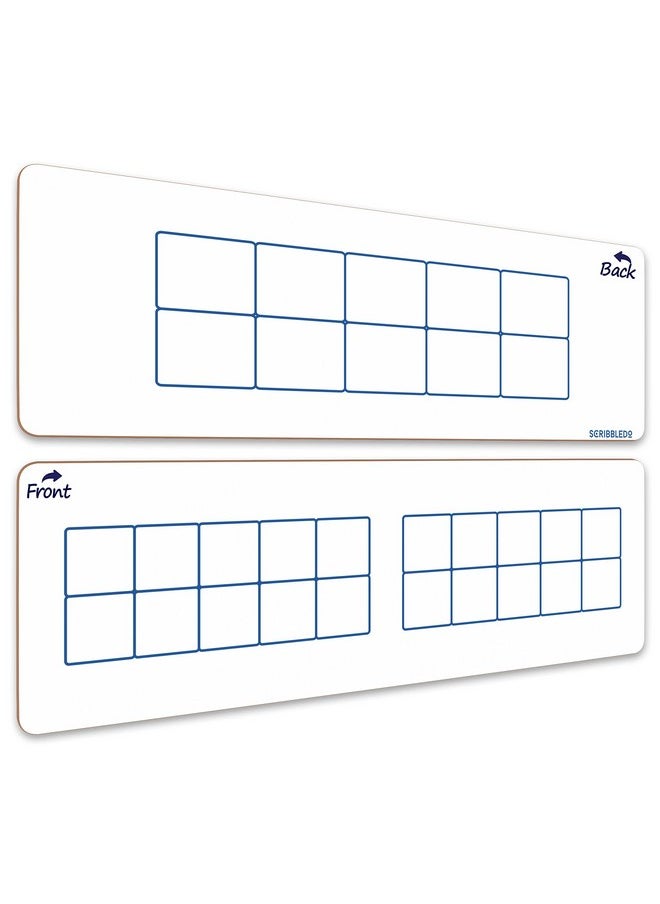 Scribbledo Dry Erase Ten Frame Board - 4" X 12" Double Sided Dry Erase Boards For Kids To Visualize And Practice Base 10 Number Concepts - Math Practice Board For Home School And Classroom  - Image 1
