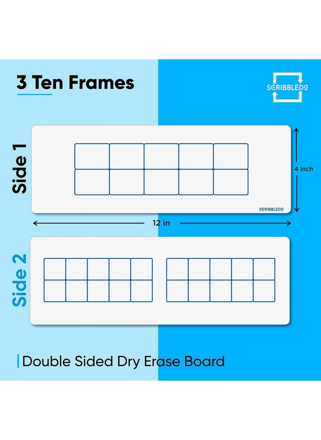 Scribbledo Dry Erase Ten Frame Board - 4" X 12" Double Sided Dry Erase Boards For Kids To Visualize And Practice Base 10 Number Concepts - Math Practice Board For Home School And Classroom  - Image 3