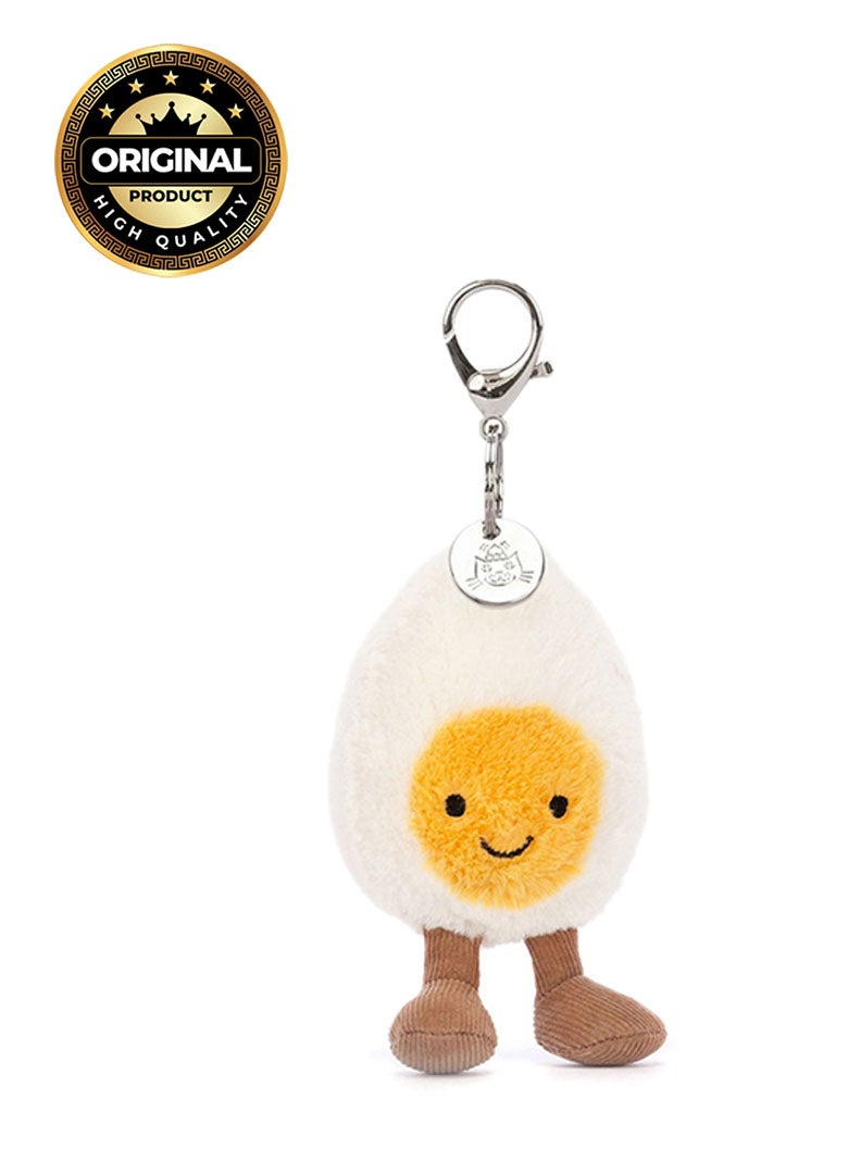 Jellycat Amuseables Happy Boiled Egg Bag Charm 10cm – Soft Egg Plush Keyring with Metal Clip for Bags, Backpacks & Gifts - Image 1