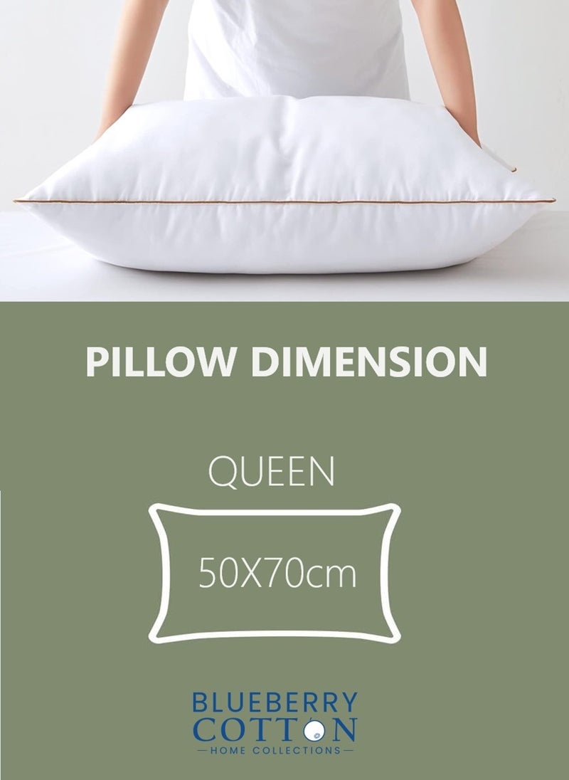 Blueberry Cotton Bed Sleeping Pillow Golden Single Piping  50x70cm Made in Uae  - Image 2