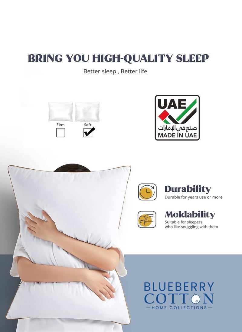 Blueberry Cotton Bed Sleeping Pillow Golden Single Piping  50x70cm Made in Uae  - Image 4