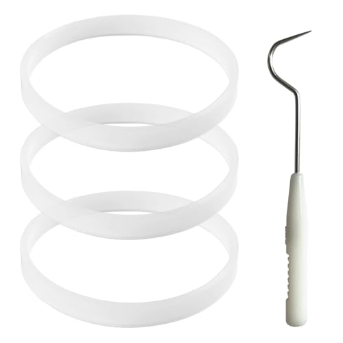 BEBEEPOO 3 Pack Rubber Gaskets Replacement，BEBEEPOO Rubber Gaskets 3.94 inch Sealing Gaskets White O-Ring Replacement Parts for Blender CT680 BL456-30 BL681A BL682,blender base and blade are 7 fins. - Image 1