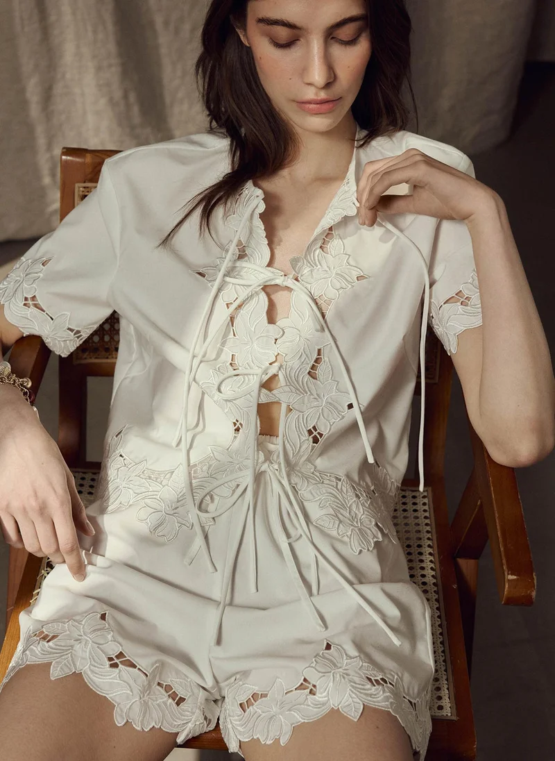 Lichi  Tie-up top with lace detailing for Women | Best Price UAE