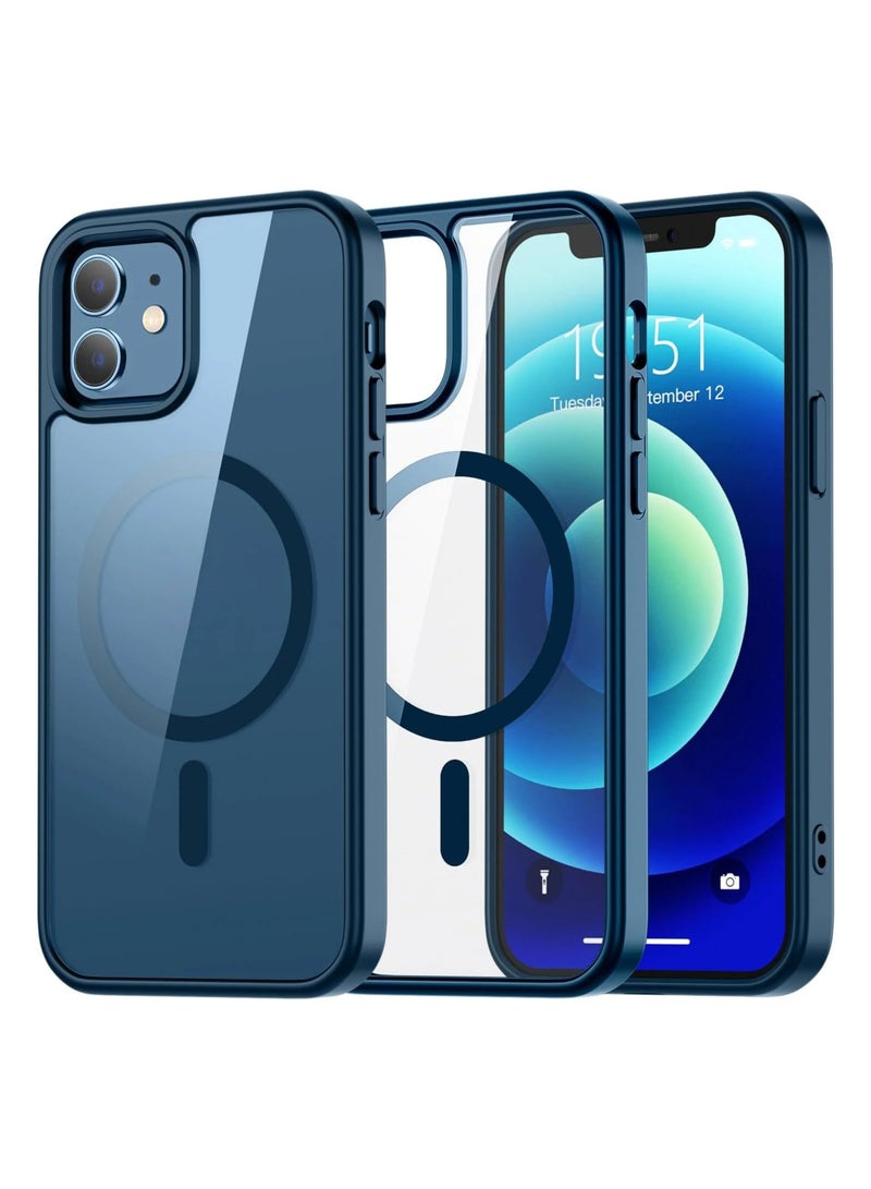 ACLIX Clear Magnetic Case for iPhone 12, Drop Tested Shockproof Anti-Scratch Clear Slim Thin Magnetic Case, (Navy Blue) - Image 1