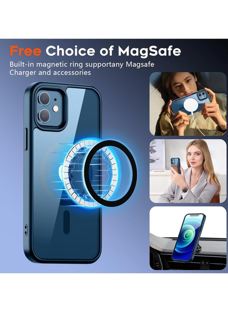 ACLIX Clear Magnetic Case for iPhone 12 and 12 Pro, Drop Tested Shockproof Anti-Scratch Clear Slim Thin Magnetic Case, (Navy Blue) - Image 4