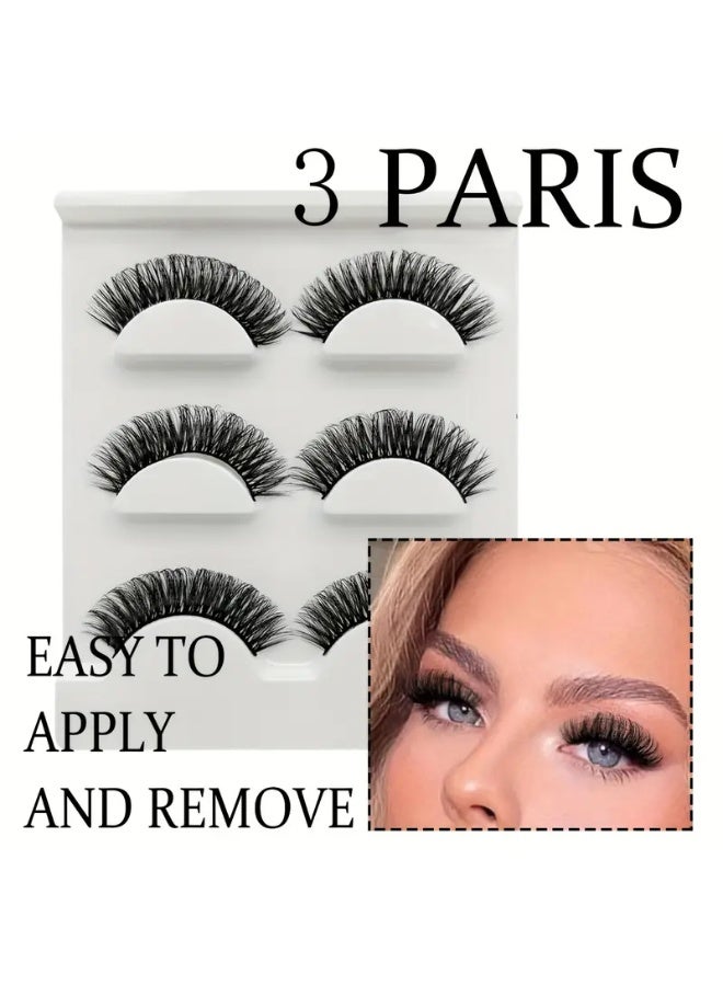 Shein 3 Pairs 3D False Eyelashes – Natural Black, Full & Comfortable for Eye Extension and Glamorous Makeup - Image 2