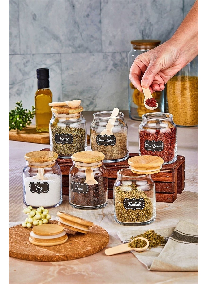 Fbz Home Luxury Spice Set with 6 Spoons Glass Jar Storage Container (300 ml Spice Jar Set)  - Image 1