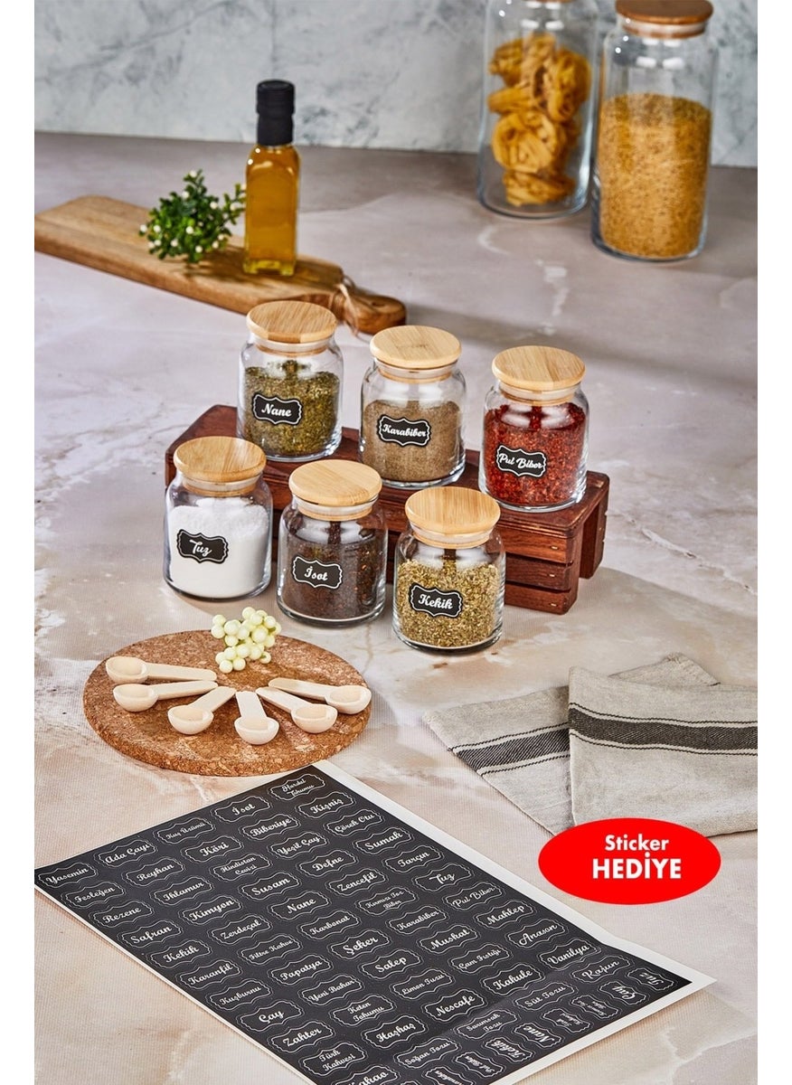 Fbz Home Luxury Spice Set with 6 Spoons Glass Jar Storage Container (300 ml Spice Jar Set)  - Image 2