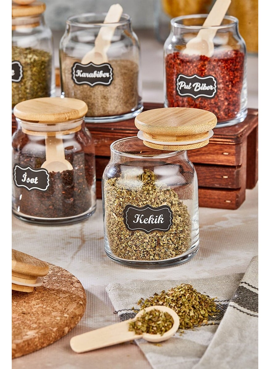Fbz Home Luxury Spice Set with 6 Spoons Glass Jar Storage Container (300 ml Spice Jar Set)  - Image 4